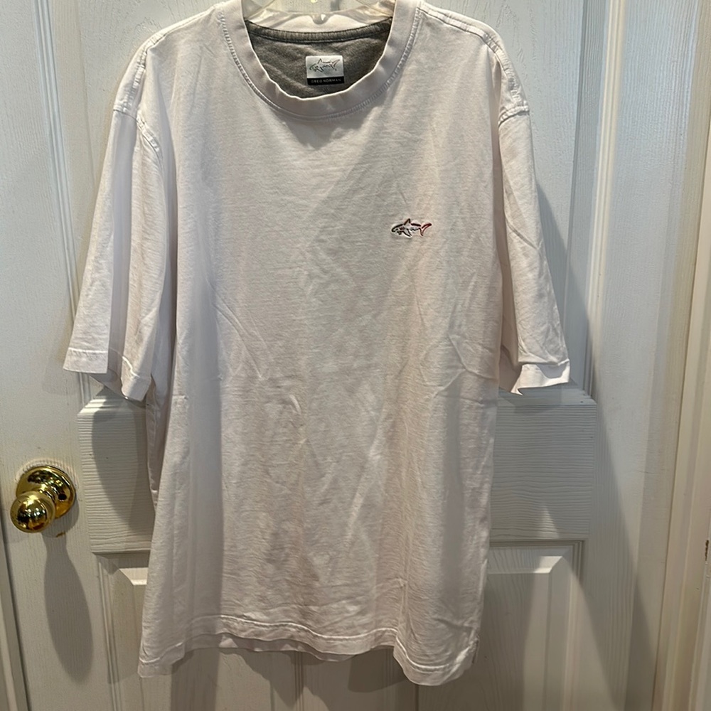 Greg Norman men's t-shirt white cotton short sleeve